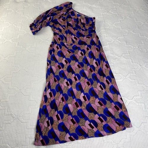 ZARA Studio XS Bloggers Fav Geometric Print One Shoulder Asymmetric Midi Dress - Picture 5 of 13