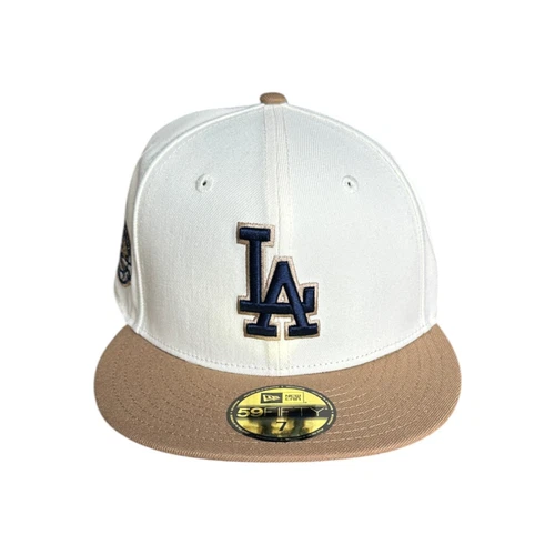 New Era Fiited 59Fifty Los Angeles Dodgers Off White Navy Brown Hat