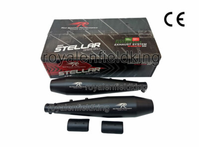 For Royal Enfield GT & Interceptor 650cc SS Red Rooster Exhaust Silencer Black 