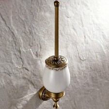 Antique Brass Bathroom Accessories Wall Mounted Toilet Brush Holder Set eba490