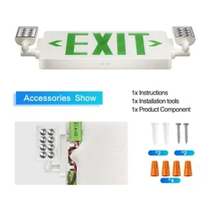 UL Listed 6 Packs Led Green Exit Signs with Battery Backup Combo Exit Lighting.