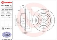 2X Brembo 08.9093.11 Bremsscheibe Passend FüR Subaru