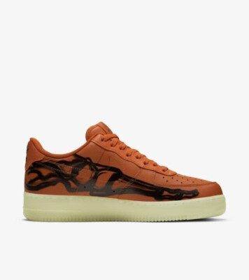 SZ 12 Nike Air Force 1 Low Skeleton Halloween 2020 Orange CU8067