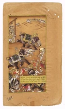 Indian Battle Art Hand Miniature Vintage Mughal Painting On Paper 6.5x11 Inches