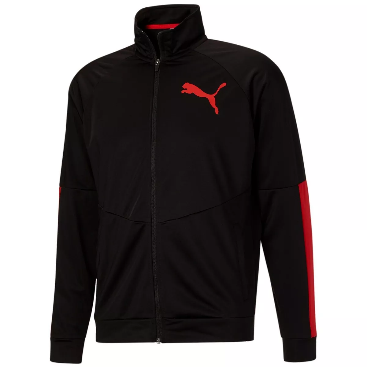 Puma Men s Contrast Zip Front Track Black Red L B4HP No Tags eBay