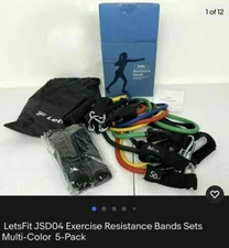  LetsFit JSD04 Exercise Resistance Bands Sets Multi-Color  5-Pack