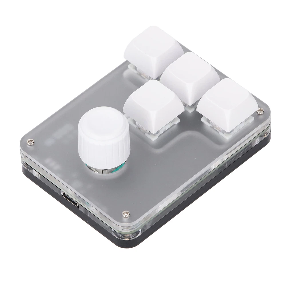 4-Key Programmable Mechanical Keypad with RGB Light and Blue Switch Knob
