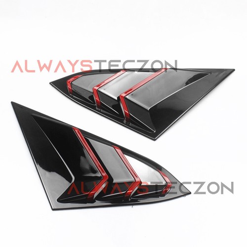 Rear Quarter Window Louver Cover Trim For Honda Civic Sedan 2016-2021 Black&Red - Picture 2 of 9