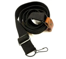 SKS Rifle Sling - Black Canvas Web w/ Leather Tab - Unissued Military Surplus