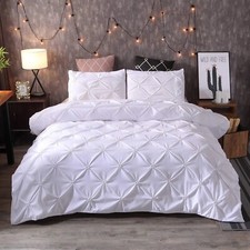 Image of 100% EGYPTIAN COTTON PINTUCK DUVET COVER BEDDING SET + PILLOW CASE SET 200TC