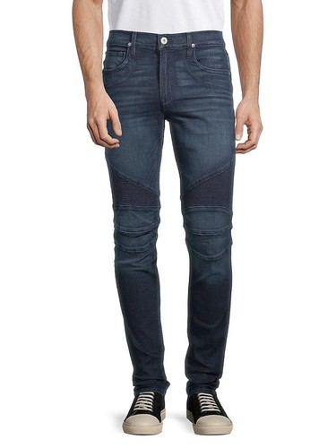 Pantalones de mezclilla ajustados Hudson Hatch Whiskered Ethan Biker lavados descoloridos talla 34 para hombre