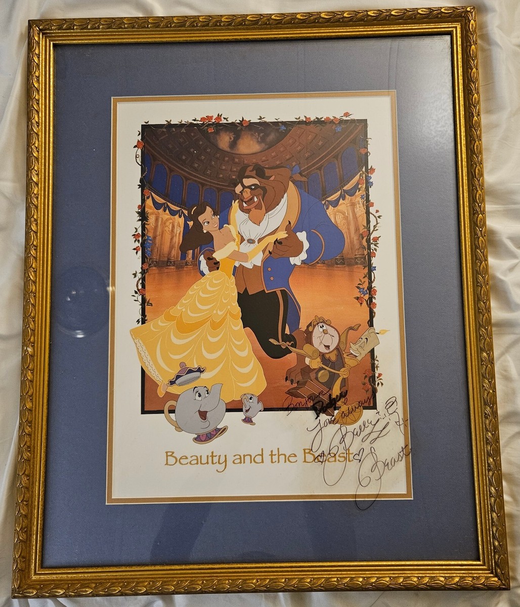 RARE Vintage Disney Beauty and the Beast Signed Lithograph w