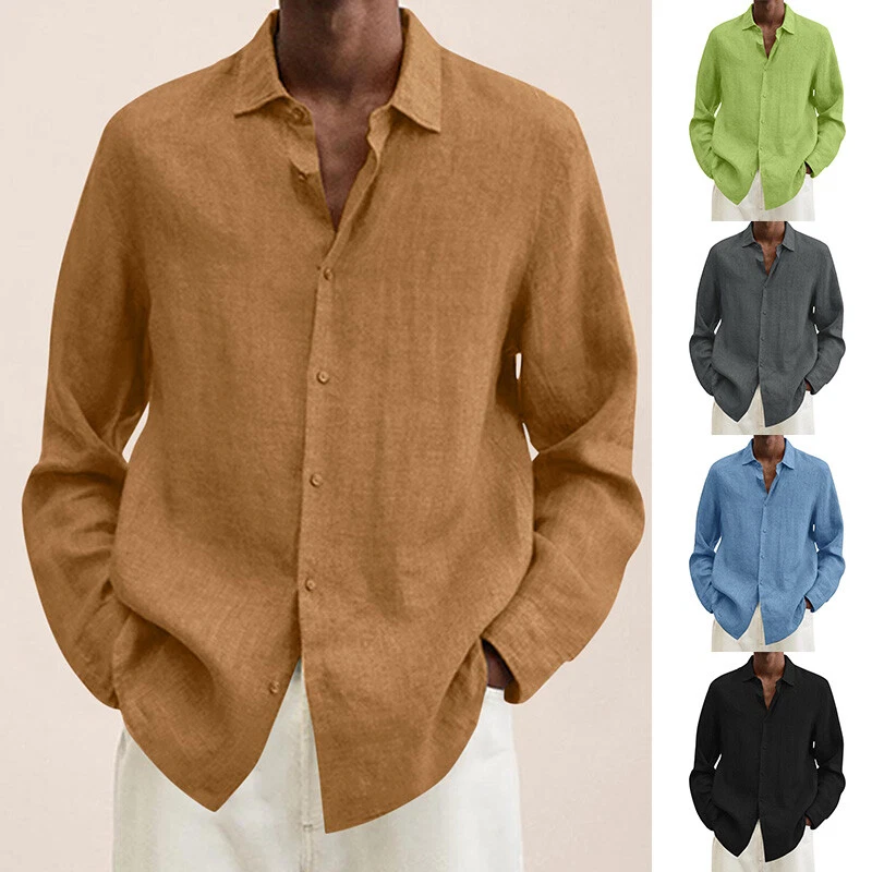 mens linen shirt brown