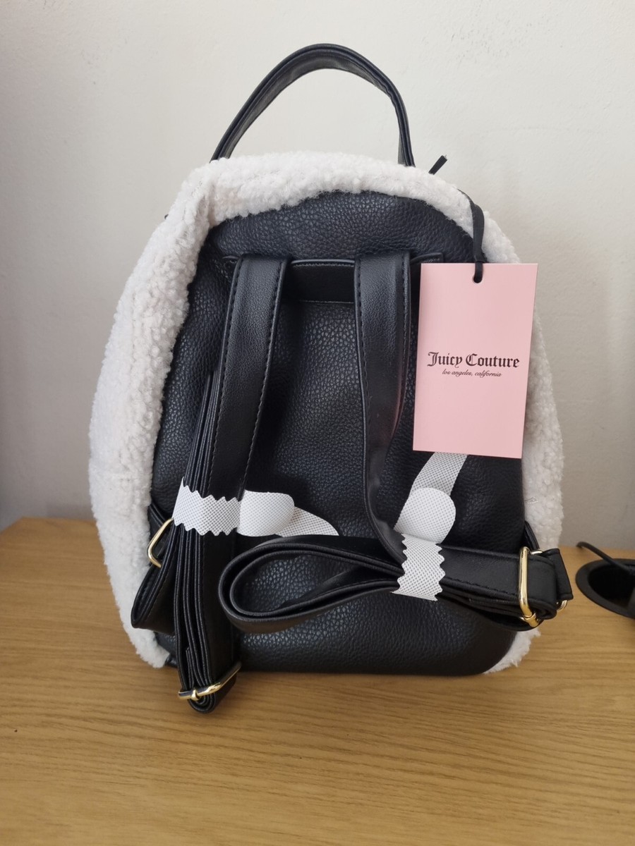 Juicy Couture Flashback Small Backpack Black Faux Sherpa Bag  display picture 3