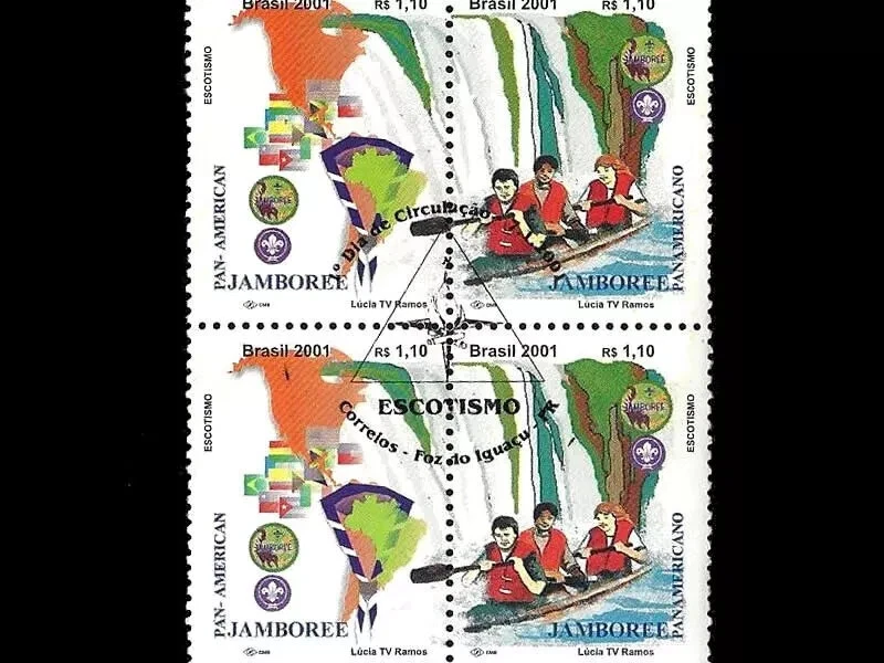 Boy Scouts Jamboree Panamericano Se-inquilino 童子军 スカウト Mi 3129-30 Brasil 2001 COMO NUEVO Foto 2 de 2
