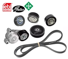 OES Belt Tensioner Idler Pulley Drive Belt Kit 6pcs for Benz S550 Base 14-17