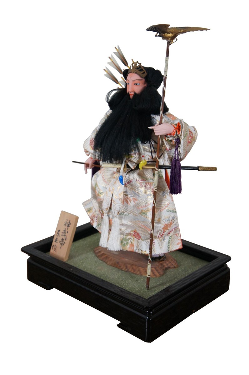 Jimmu Tenno Japanese Emperor Porcelain Bisque Samurai Doll