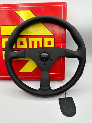 Momo MonteCarlo 14in Leather Steering Wheel Black Horn Black