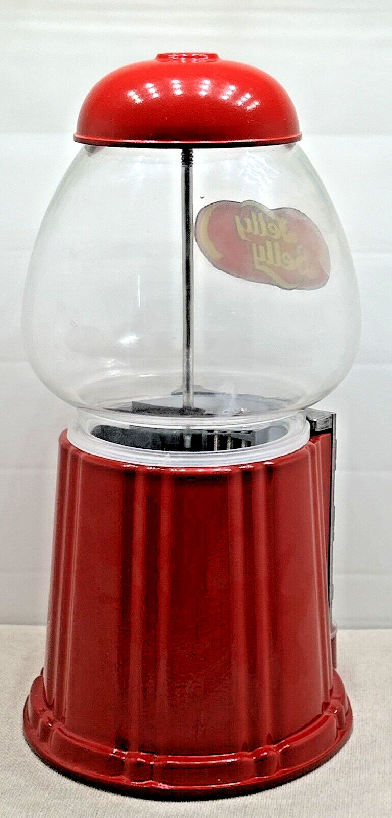 Jelly Belly Bean Dispenser Coin Operation Metal Glass Gumball Machine Bank VTG