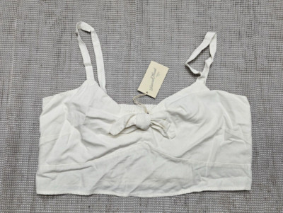 Universal Thread Women's Tie-Front Cropped Tank Top - Size XXL True White