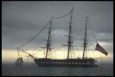 Blechschild Tall Segelboote Schiff 257022 USS Constitution Old Ironides USA A4 12x