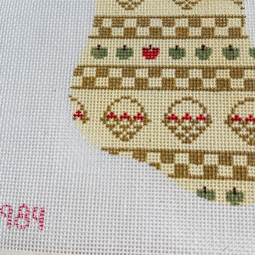 Cesti mele calza tela modello punto ago dipinto a mano 1984 vintage - Foto 2 di 8