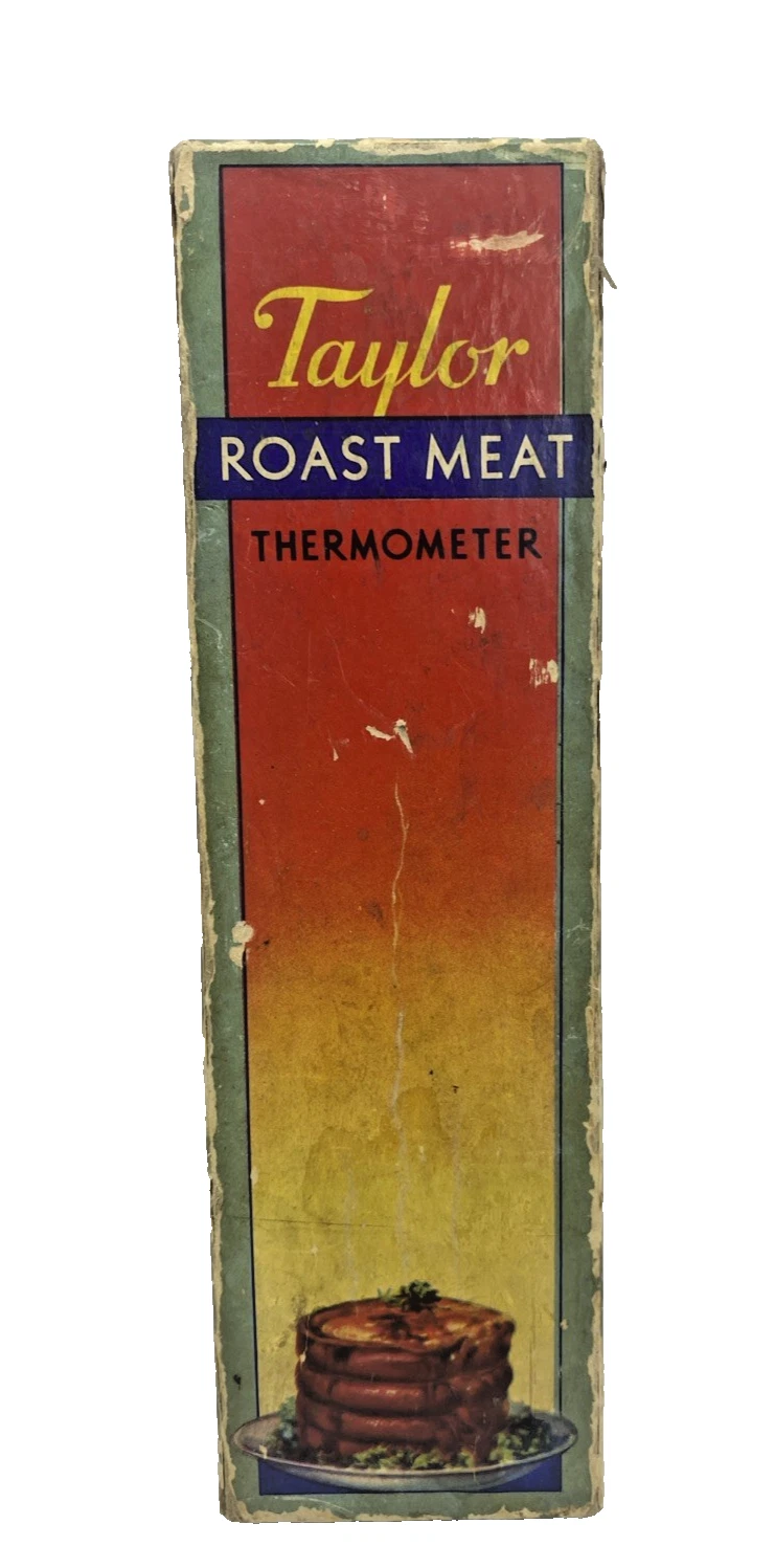 Vintage 1934 Taylor Roast Meat Thermometer w/ Original Box Rochester NY