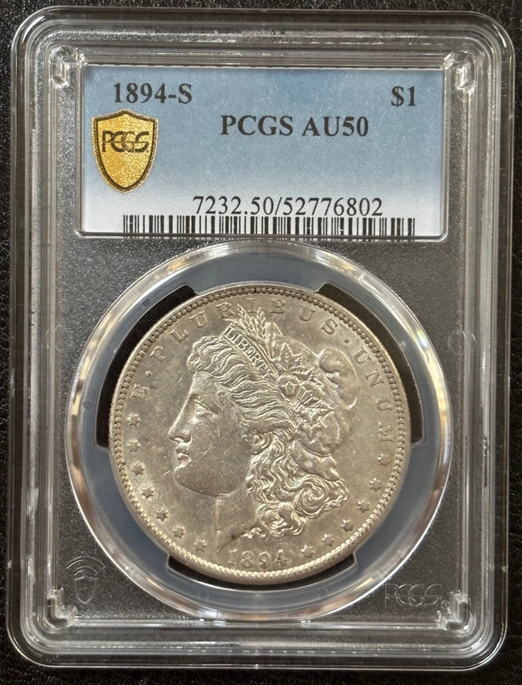 1894 S Morgan Silver Dollar PCGS AU50 Semi Key Date-GOLD SHIELD (#738) - Image 2 of 4