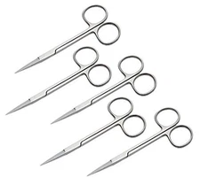 IRSTR5 Iris Micro Dissecting Lab Scissors, Fine Point Straight PACK OF Silver 