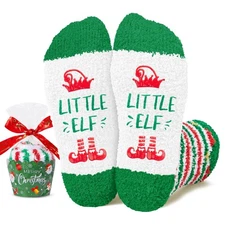 Fuzzy Little Elf Socks for Kid Boys Girls Xmas Stocking Stuffers Christmas