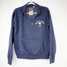 Triblend League Notre Dame Irish Pullover Sweatshirt Quarter Zip Gray Heather M