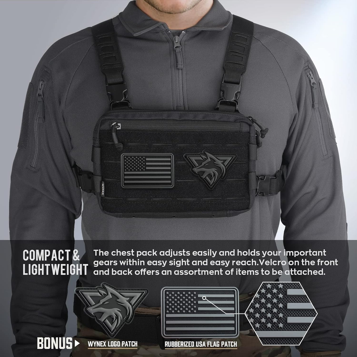 HUACA Tactical Sling Poitrine Pack Molle Daypack Mini Sac à Dos Assault Pack Pour Camping Randonn E Trekking Noir