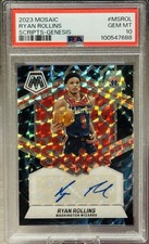 🔥🏀RYAN ROLLINS 2023-24 Panini Mosaic Scripts Genesis SSP Auto #PSA 10 GEM!🏀🔥