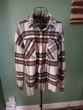 Ladies Brown Cream & Black Shacket Size 12 #ladiesshacket #shacket #thickshirt