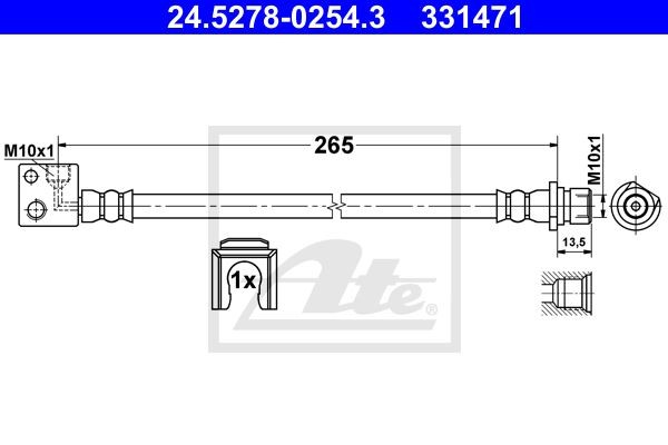 Flexible de frein arrière ATE compatible Honda Jazz 3 essence et hybride