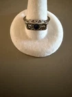 Vintage Sterling Silver Art Deco Filigree Blue Sapphire Clear Stone Ring Size 7