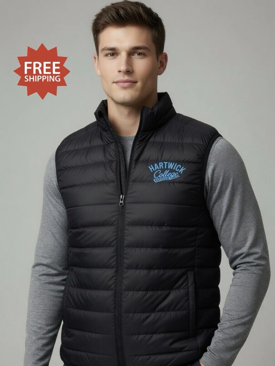Hartwick College - New York Embroidered Black Packable Puffer Vest - Sz L - NWT!