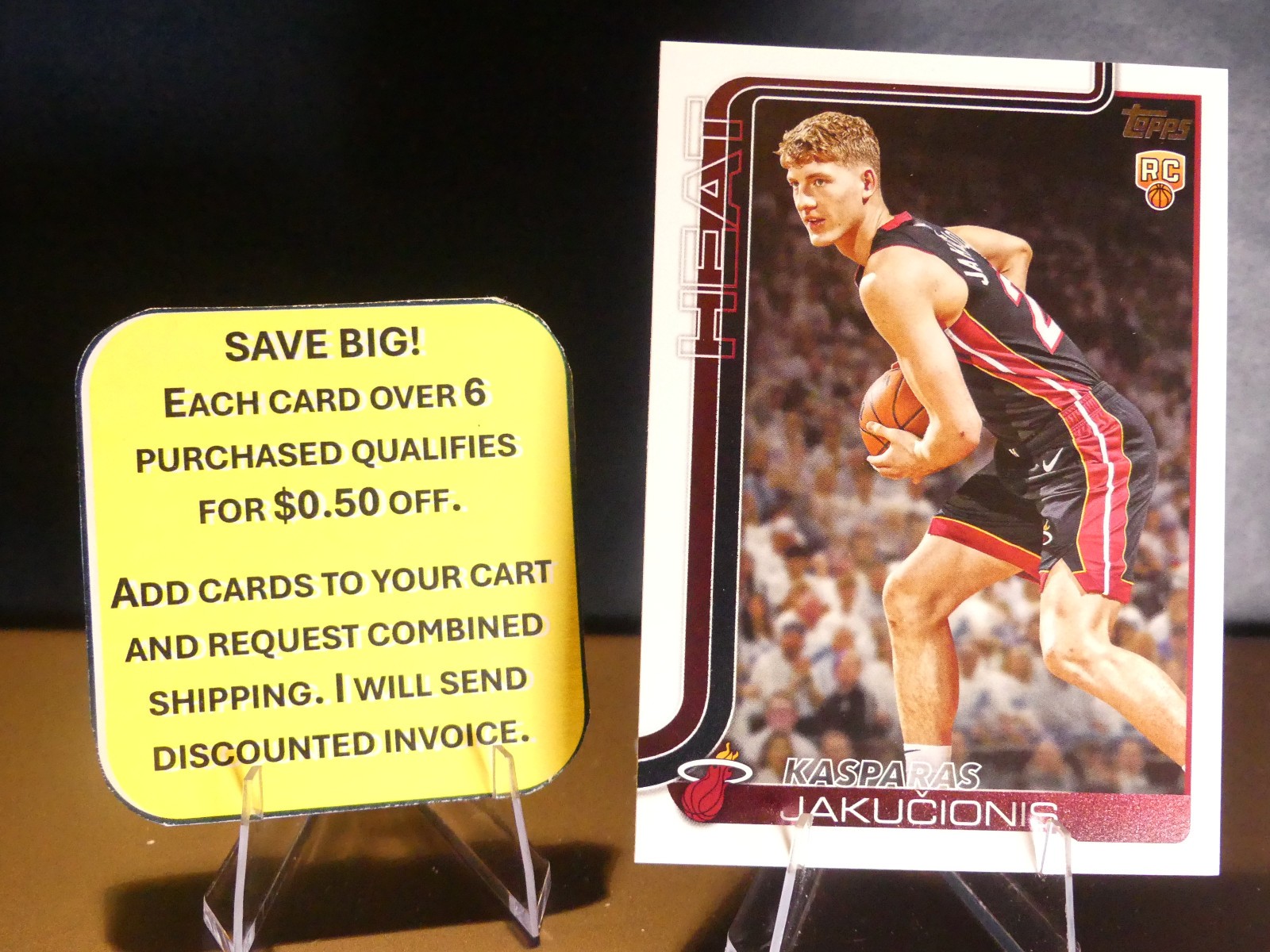 2025-26 Topps - KASPARAS JAKUCIONIS - ROOKIE - HEAT - CARD # 220 w/NEW toploader