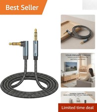 Compact 1ft Short Aux Cord - 90 Degree Design for Car Stereos Headphones