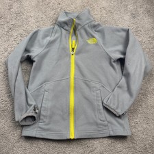 The North Face Boys Youth Small 7/8 Gray Full Zip Fleece Jacket Small Hole
