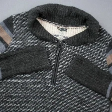 Smartwool Chup Women Aztec Geometric Fair Isle Stripe 1/4 Zip Sweater Black Shaw