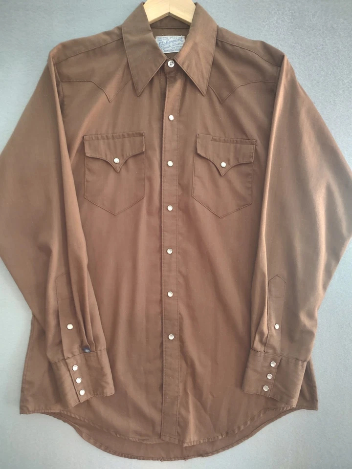 Camisa Vaquera Vintage Rockmount Ranch Wear Tru-West Para Hombres Perla A Presión Talla S-M Foto 3 de 4