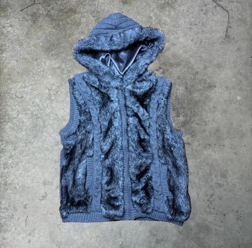 Y2K if six was nine hysteric glamour style knit fur hoodie vest