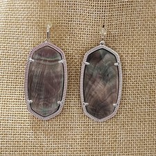 Kendra Scott Black MOP Mother of Pearl? and Silver Rhodium Danielle Earrings
