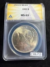 GORGEOUS Shine 1923 $1 Silver Peace Dollar MS 63 ANACS ESTATE US Coin cb623