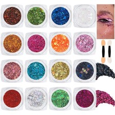 16 Colors Holographic Glitter Gel Set for Face, Body Makeup Rave Decor