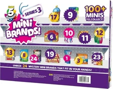 5 Surprise Mini Brands-Series 3; 24pc Surprise Pack w/6 Minis- Advent Calendar