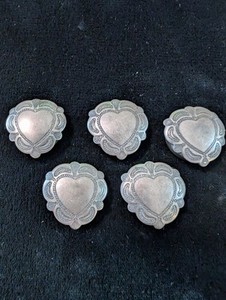 Vintage Silver Tone Embossed Hearts Button Covers Lot of 5