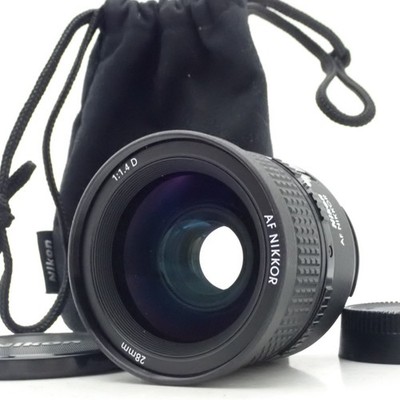 Nikon AF Nikkor 28mm f/1.4 D Wide Angle Prime AF/MF Lens Case Japan Works Mint-