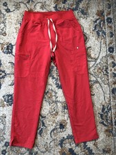 FIGS Technical Collection Pants Womens L Red Yola Cargo Scrub Drawstring Pockets